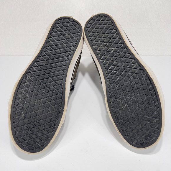 Vans Sk8 Hi Top Shoe Mens 10 Black Leather Olive Green Canvas Great Shape!! - Picture 10 of 12